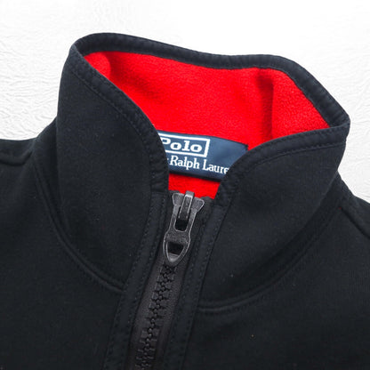Polo by Ralph Lauren リバースウィーブ ハーフジップスウェット M ブラック 裏地フリース TALONジップ C1 CANOE ワッペン