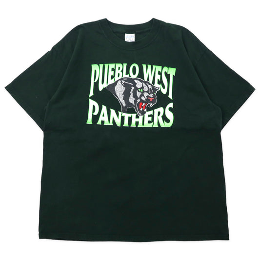 日本然リトテ-古着オンライン-GILDAN カレッジプリントTシャツ XL グリーン コットン ヘビーウェイト PUBLO WEST PANTHERS-