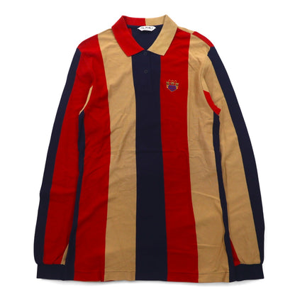 Vintage 90s Japan Made Rugby Shirt QUIMILI Long Sleeve Polo Shirt Rugby Shirt L Multicolor Stripe Made in Japan