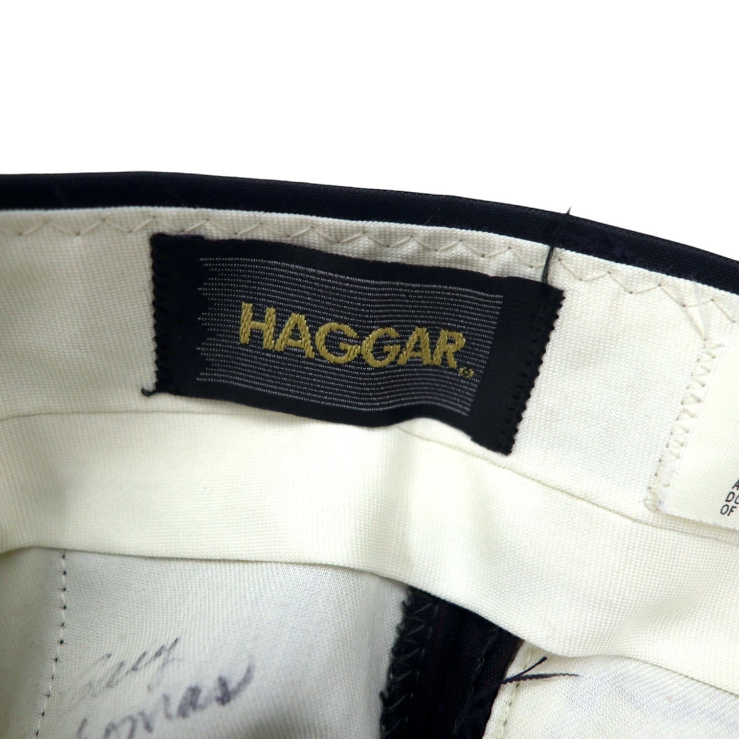 90年代 HAGGAR スラックスパンツ 33 ブラック ストライプ ポリエステル ドミニカ共和国 ( USA ) 製