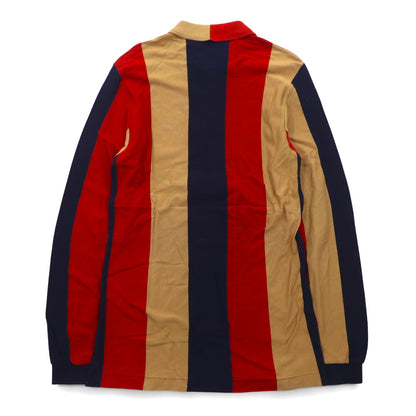 Vintage 90s Japan Made Rugby Shirt QUIMILI Long Sleeve Polo Shirt Rugby Shirt L Multicolor Stripe Made in Japan