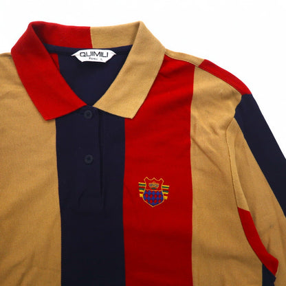 Vintage 90s Japan Made Rugby Shirt QUIMILI Long Sleeve Polo Shirt Rugby Shirt L Multicolor Stripe Made in Japan