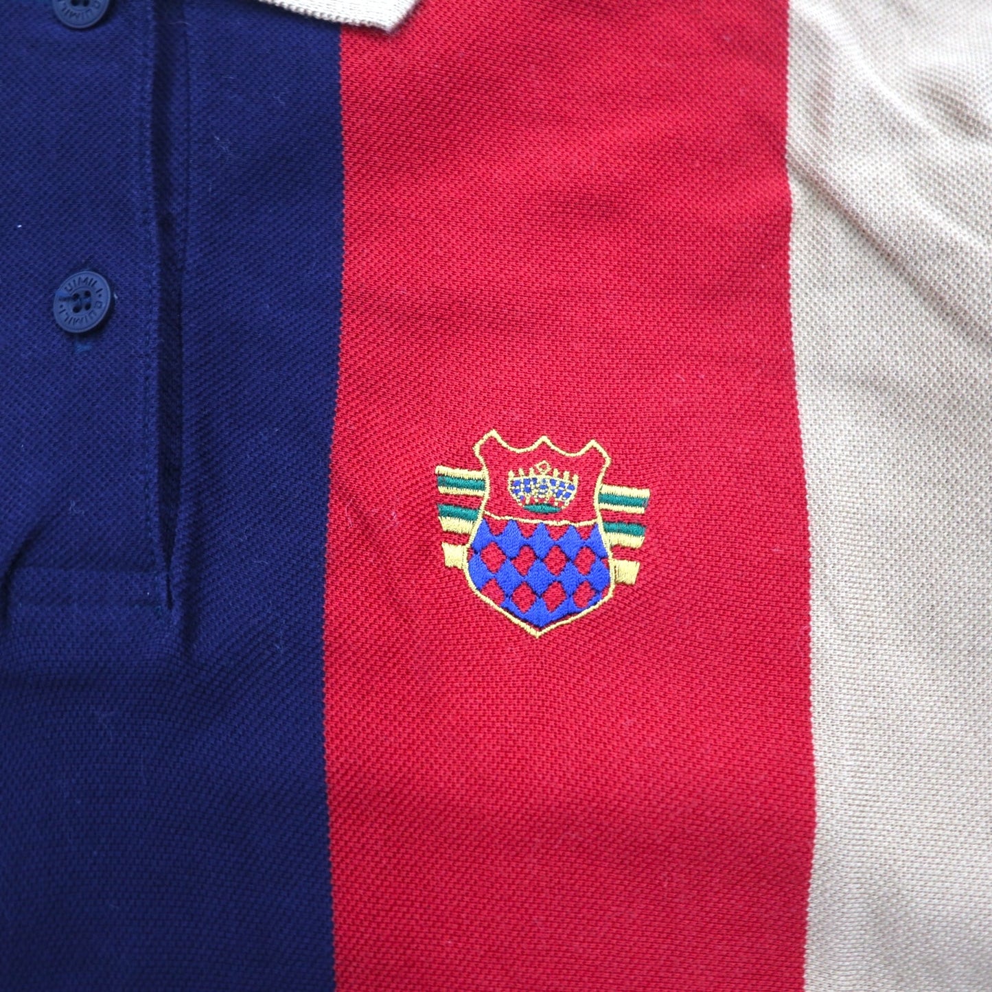 Vintage 90s Japan Made Rugby Shirt QUIMILI Long Sleeve Polo Shirt Rugby Shirt L Multicolor Stripe Made in Japan