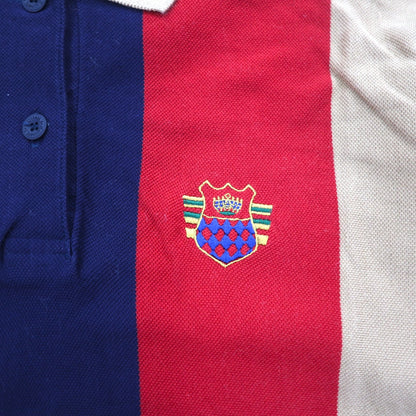 Vintage 90s Japan Made Rugby Shirt QUIMILI Long Sleeve Polo Shirt Rugby Shirt L Multicolor Stripe Made in Japan