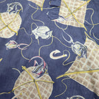 Reyn Spooner 90s Hawaiian Bikini Tag Pullover Short Sleeve Button-Down Aloha Shirt, Size M, Blue Cotton, Fish Motif