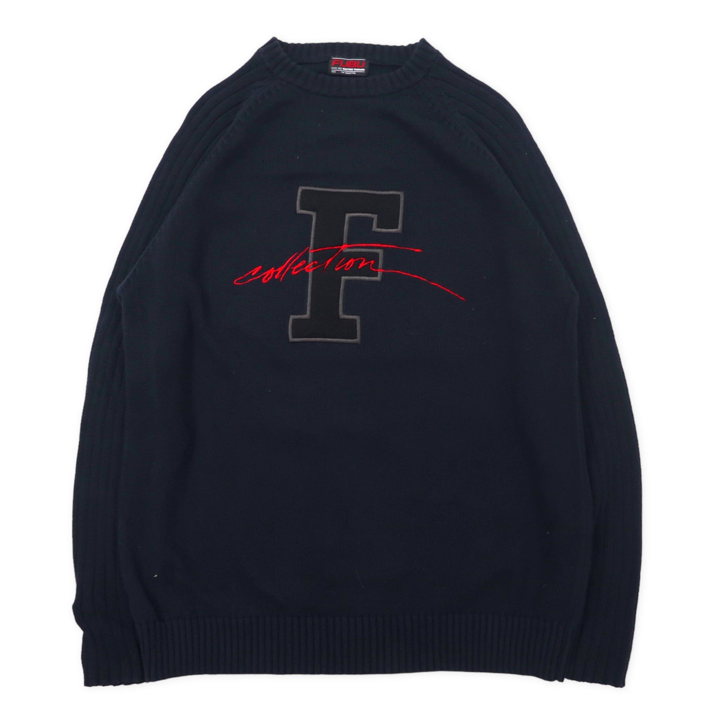 FUBU 00年代 ラグランニット セーター XL ネイビー コットン