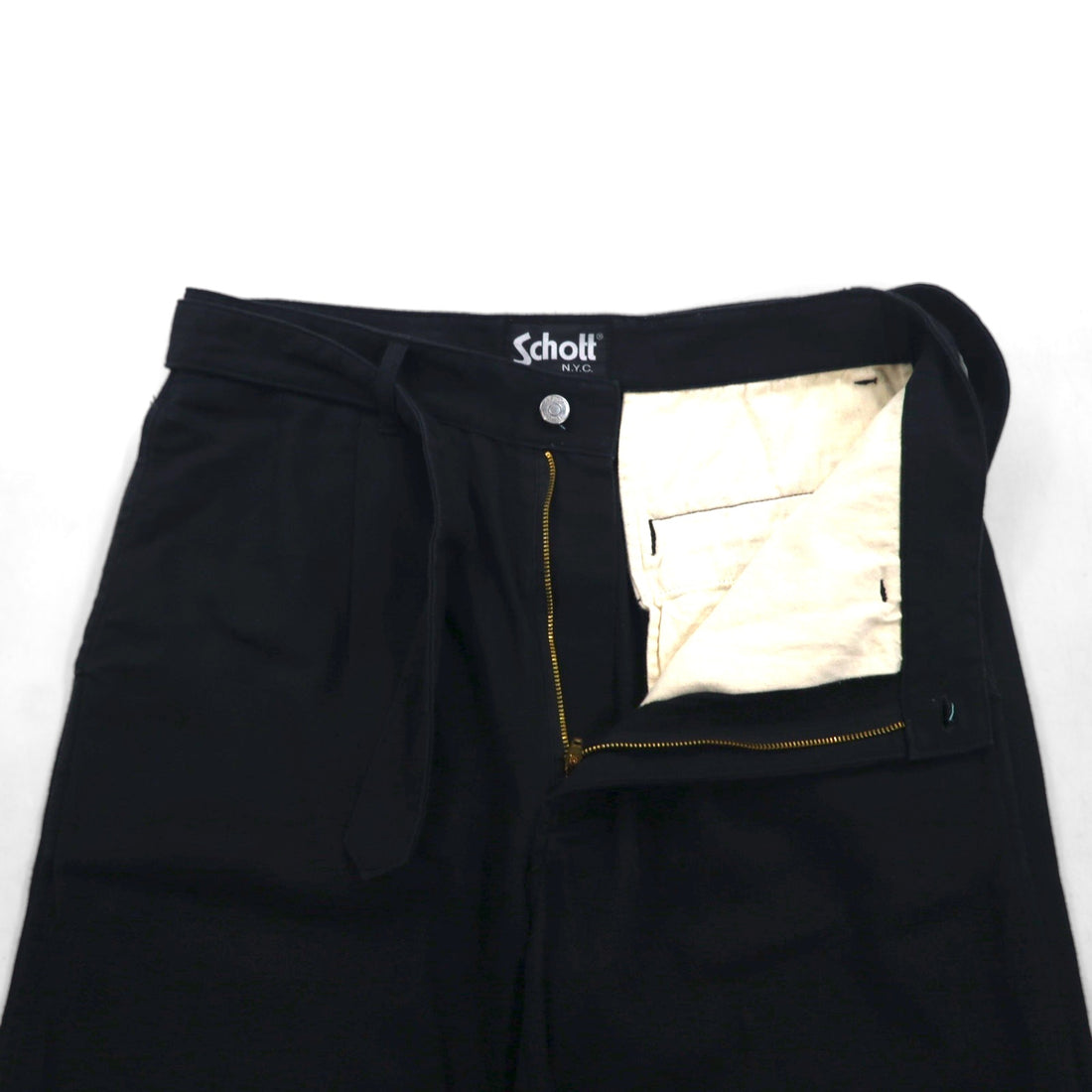 Schott ヘリンボーン ミリタリー トラウザーズ HERRINBONE MILITARY TROUSERS ワークパンツ L ブラック コットン 3196020