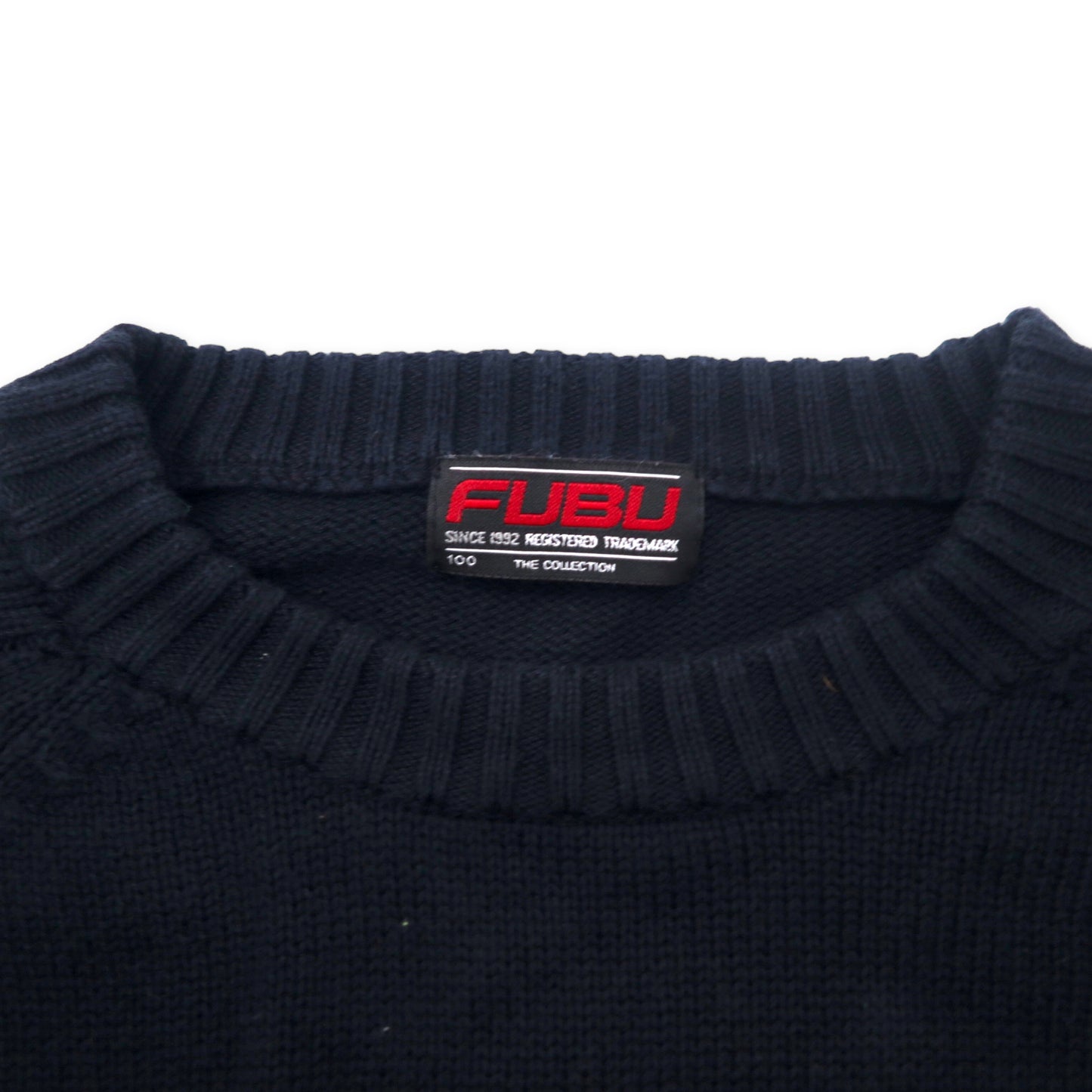 FUBU 00年代 ラグランニット セーター XL ネイビー コットン