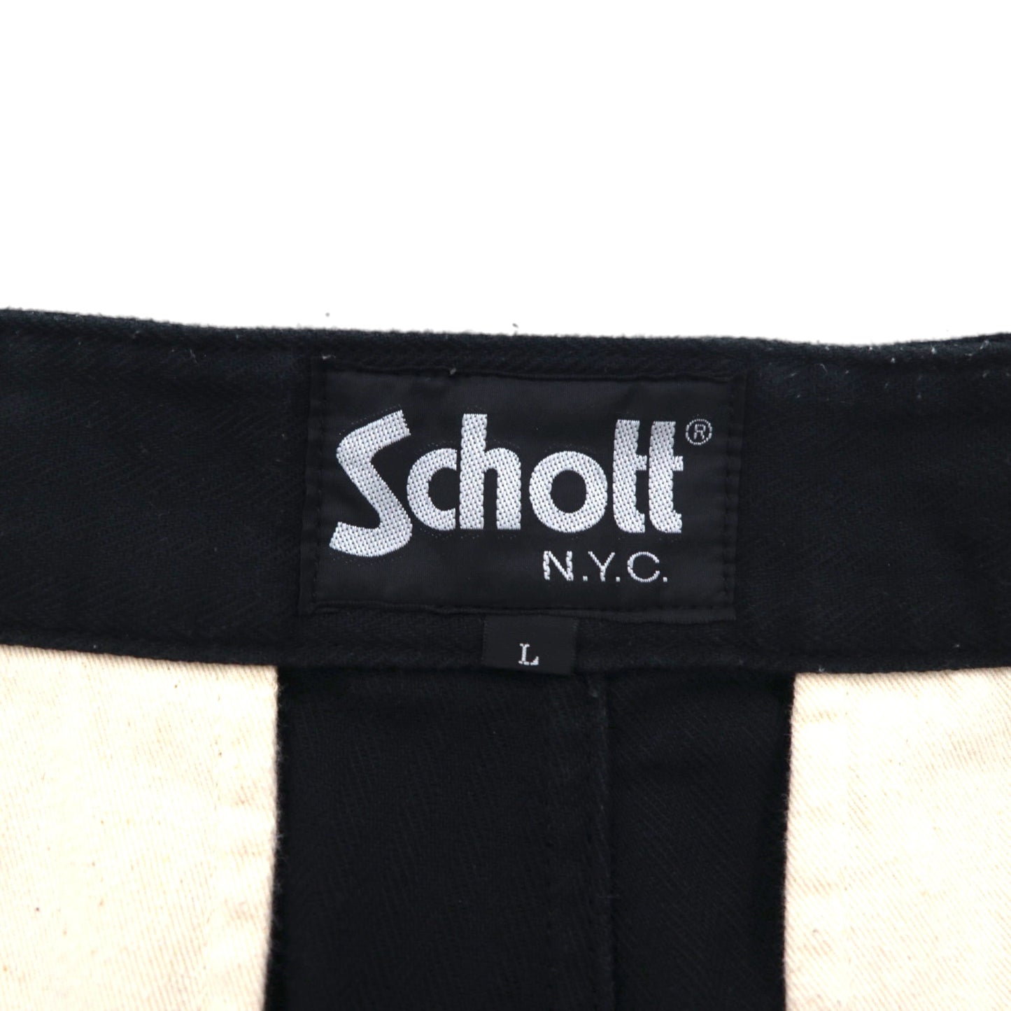Schott Herringbone Military Trousers, Size L, Black Cotton, 3196020