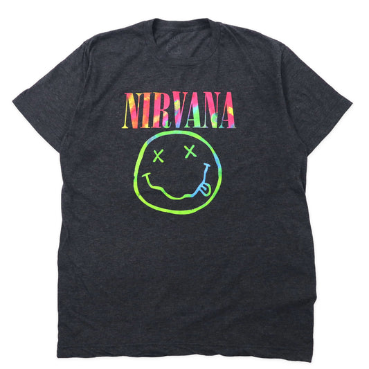 日本然リトテ-古着オンライン-NIRVANA ニルヴァーナ バンドTシャツ XL グレー コットン スマイリー-