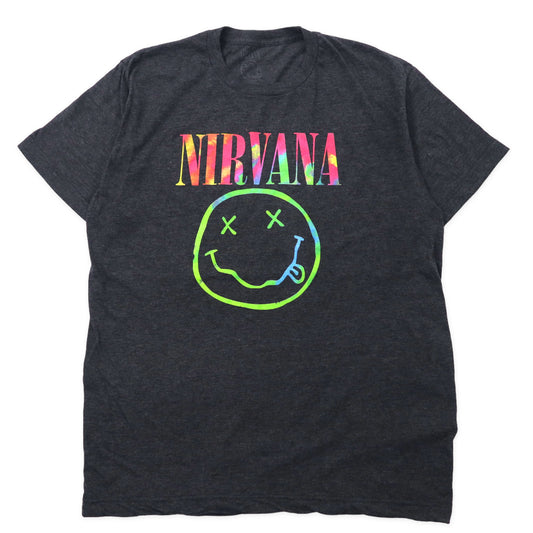 NIRVANA ニルヴァーナ バンドTシャツ XL グレー コットン スマイリー