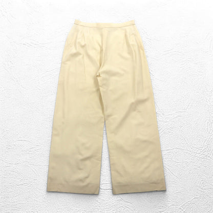 Salvatore Ferragamo イタリア製 ワイド フレア スラックスパンツ L ベージュ ウール