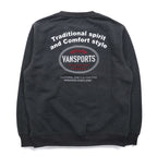 VAN SPORTS Crew Neck Sweatshirt L Gray Fleece Lining Back Print