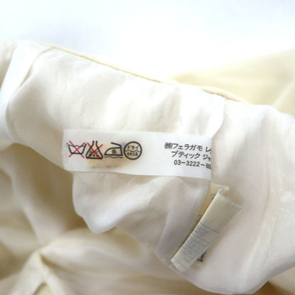 Salvatore Ferragamo イタリア製 ワイド フレア スラックスパンツ L ベージュ ウール