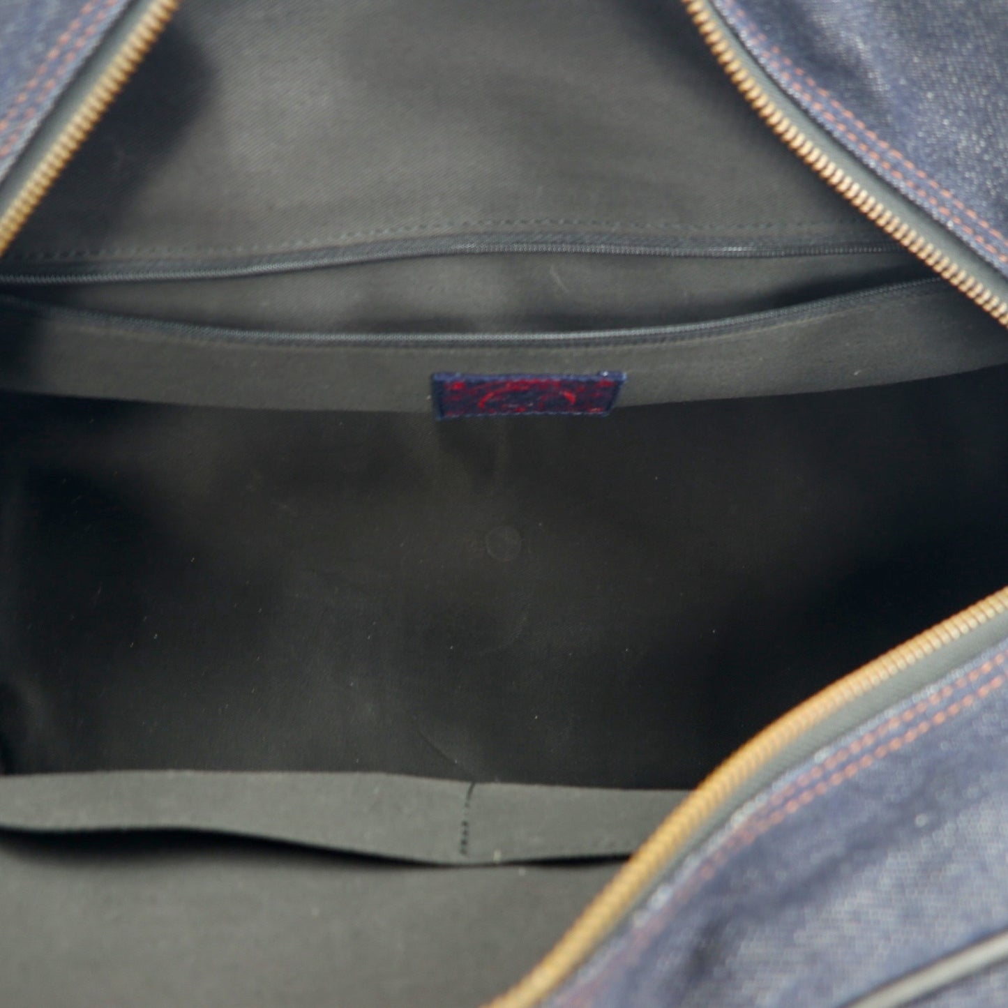 EVISU レザーハンドル デニム ボストンバッグ ハンドバッグ インディゴ ブルー 濃紺 ポケット