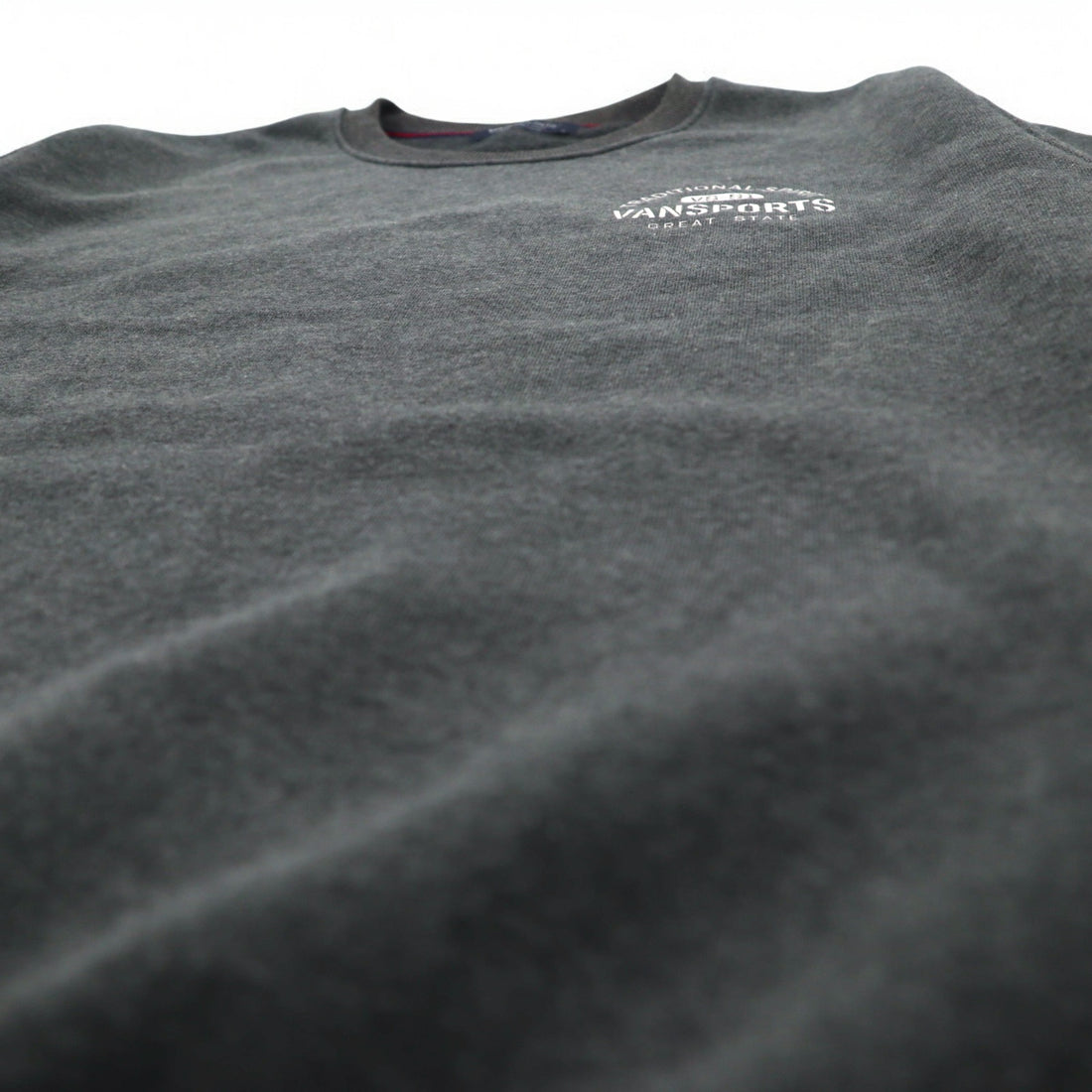 VAN SPORTS Crew Neck Sweatshirt L Gray Fleece Lining Back Print