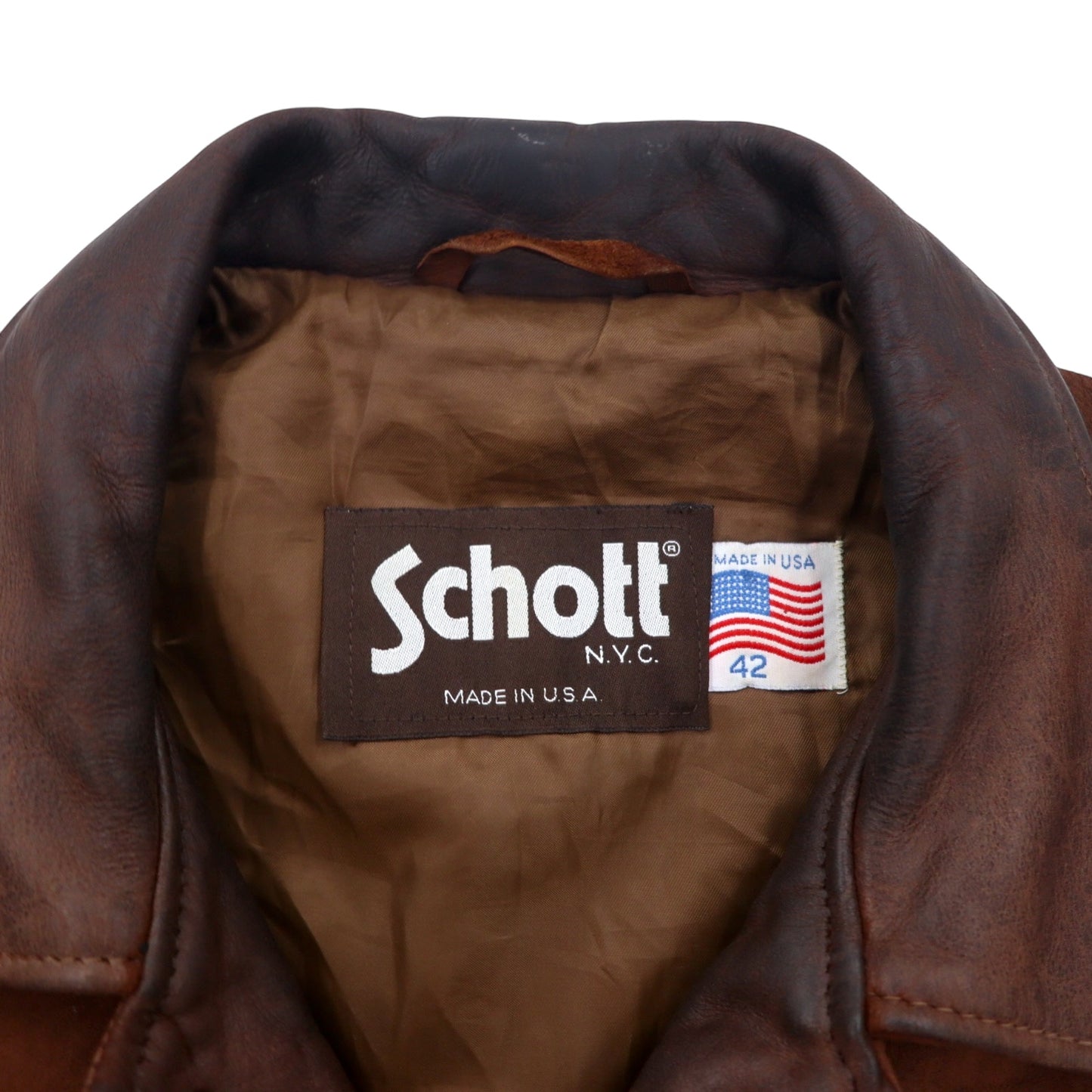 Schott USA製 レザー カーコート レザージャケット XL ブラウン スナップボタン