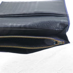 POLO RALPH LAUREN Long Wallet Navy Leather Grained Leather