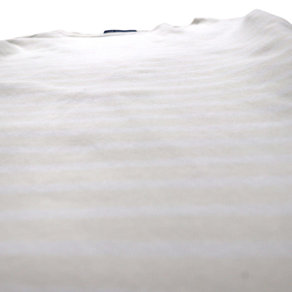 SAINT JAMES Border Basque Shirt, Long Sleeve, Size L, White/Beige, Boat Neck, Made in France