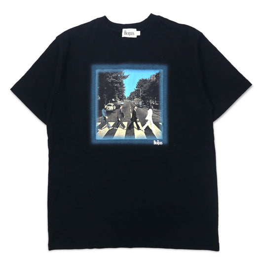 THE BEATLES ビートルズ バンド Tシャツ L ブラック コットン ABBEY ROAD 両面プリント