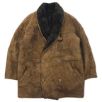 Elisa Sori Made in Italy Shearling Sheepskin Coat Shawl collar mouton coat XL Brown shearling leather sheepskin