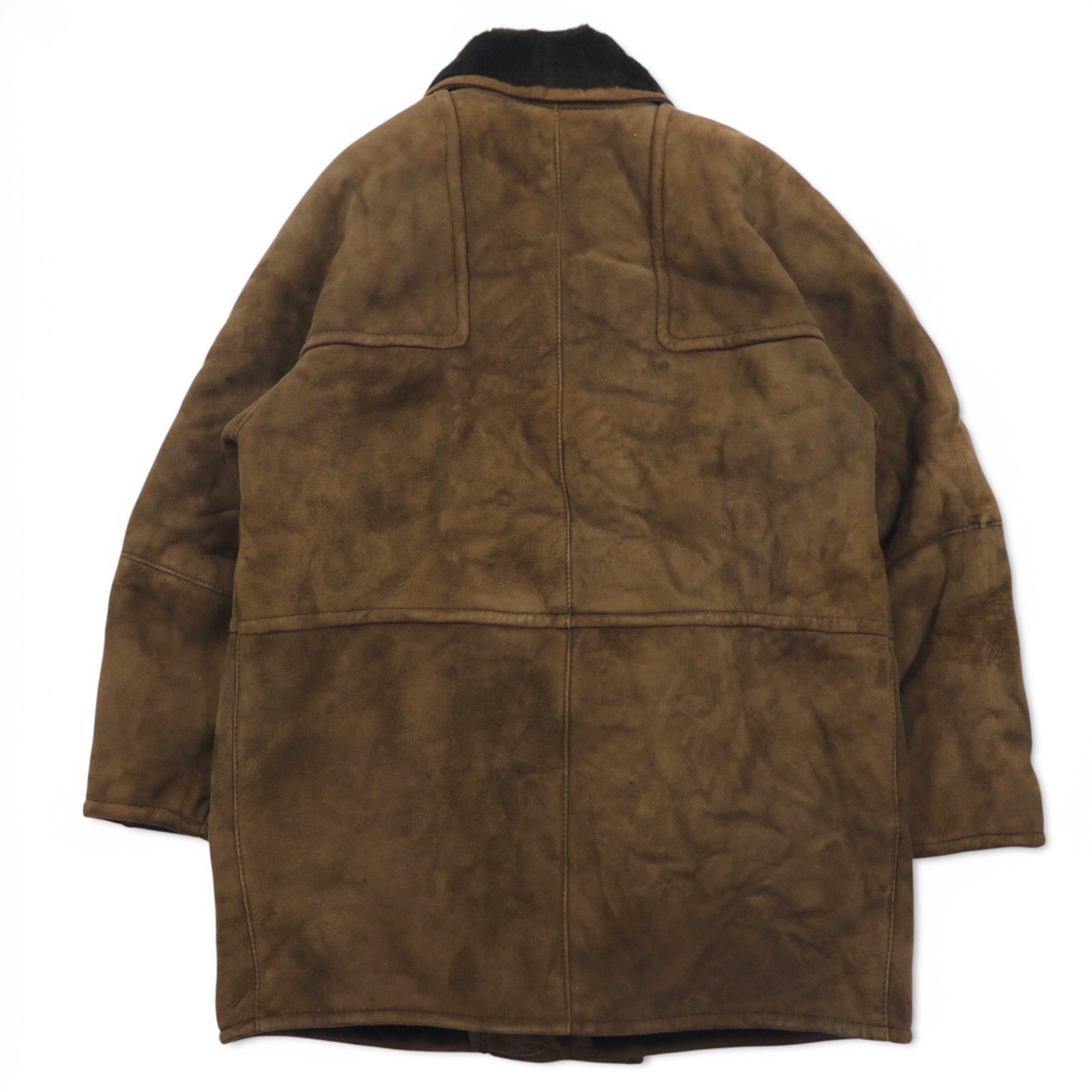 Elisa Sori Made in Italy Shearling Sheepskin Coat Shawl collar mouton coat XL Brown shearling leather sheepskin