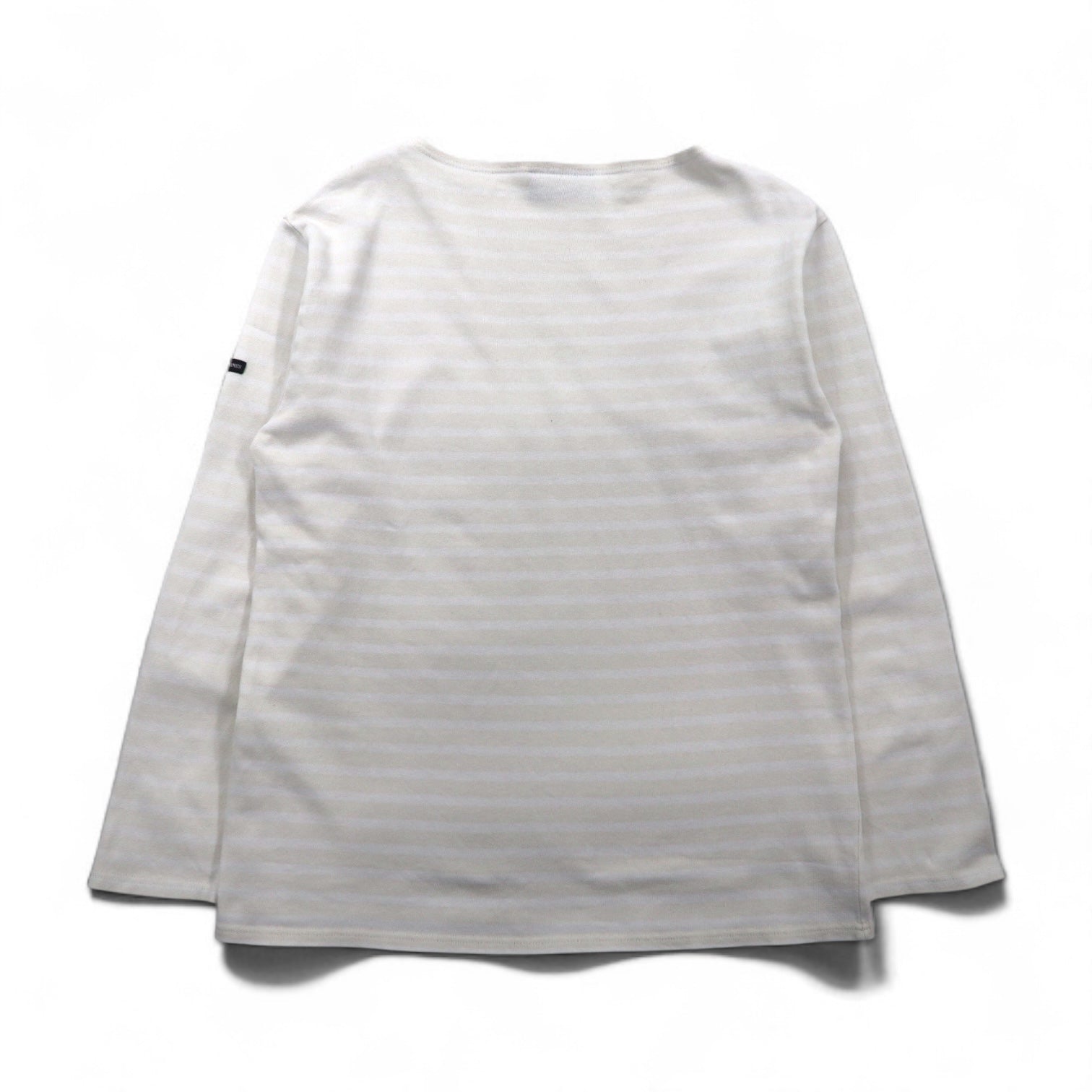 SAINT JAMES Border Basque Shirt, Long Sleeve, Size L, White/Beige, Boat Neck, Made in France