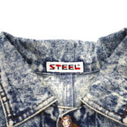 USA製 90年代 STEEL ケミカルウォッシュ デニムジャケット Gジャン L ブルー シンチバック