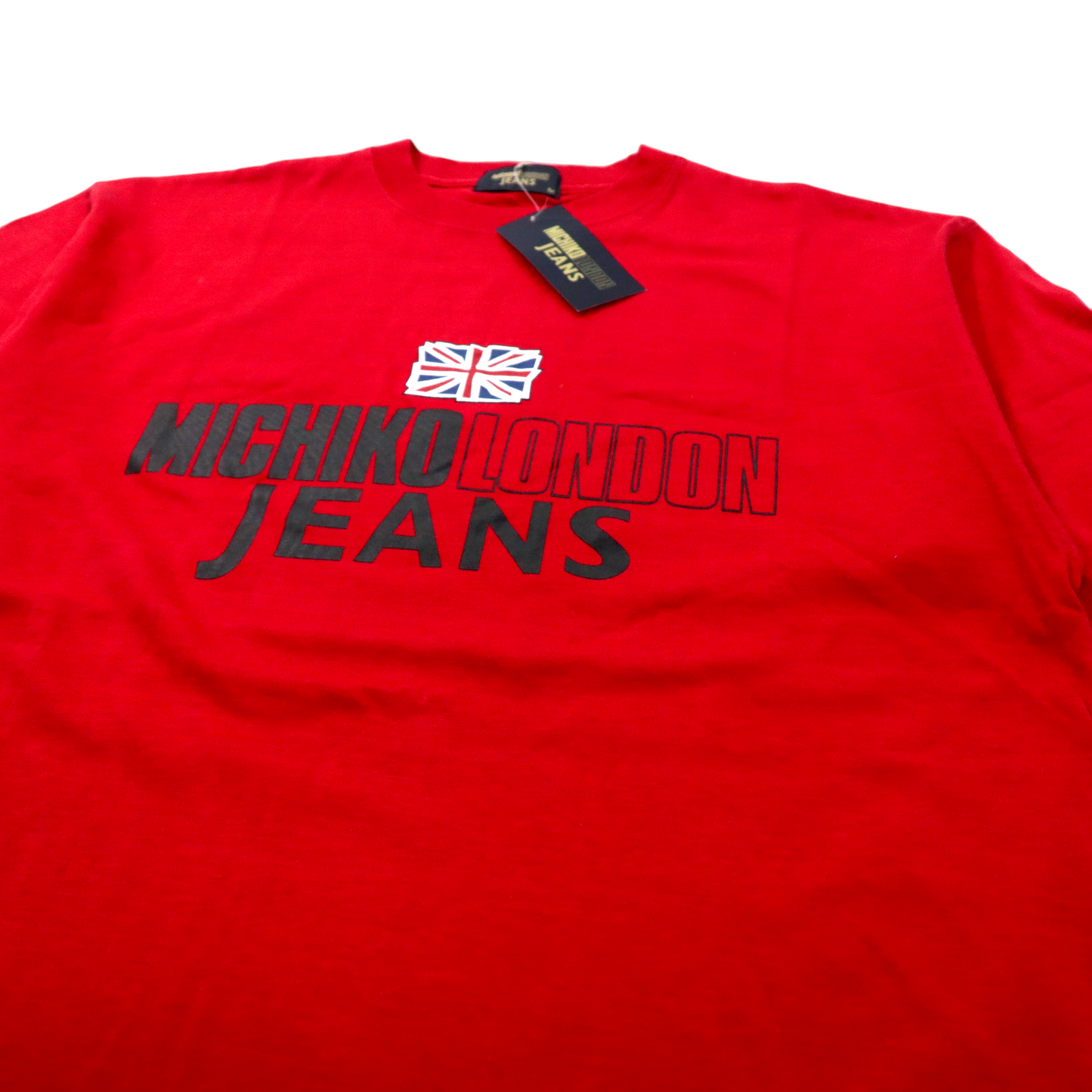 MICHIKO LONDON JEANS ビッグサイズ 90年代 ロゴプリントTシャツ M レッド コットン ユニオンジャック 未使用品