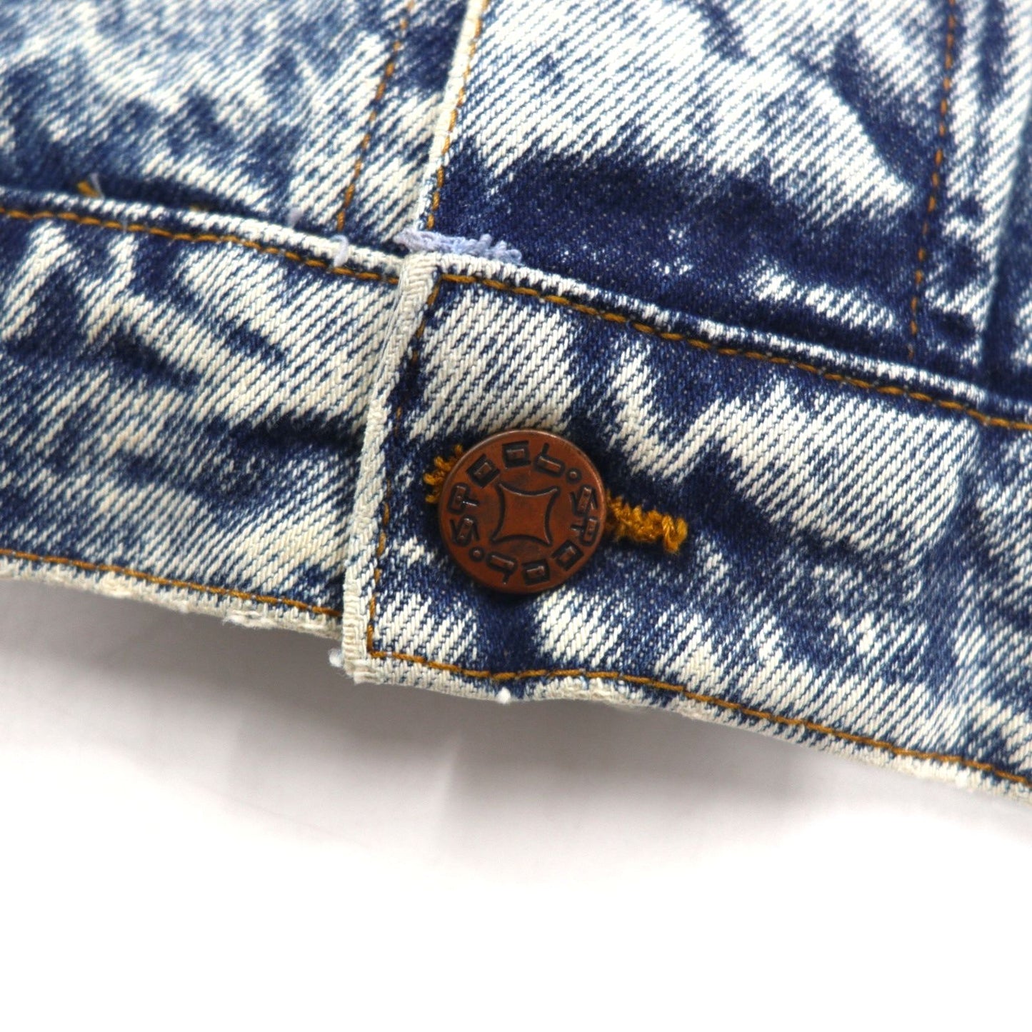 USA made 90s STEEL chemical wash denim jacket, denim jacket, size L, blue, cinch back