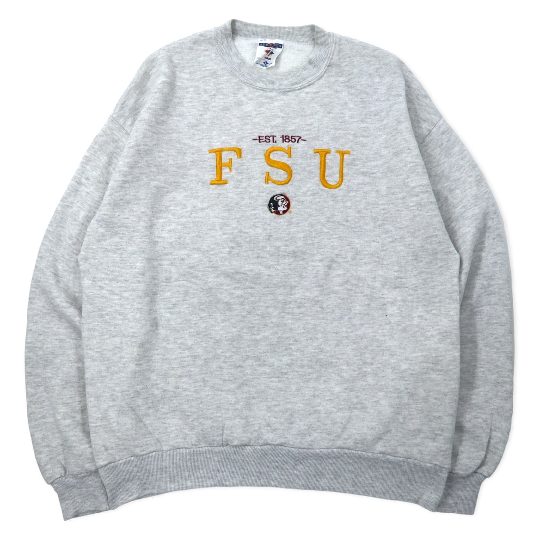 日本然リトテ-古着オンライン-JERZEES USA製 90年代 カレッジ 刺繍 スウェット L グレー コットン 裏起毛 FSU フットボール-JERZEES USA Made 90's College Embroidery Sweatshirt L Gray Cotton brushed lining FSU Football