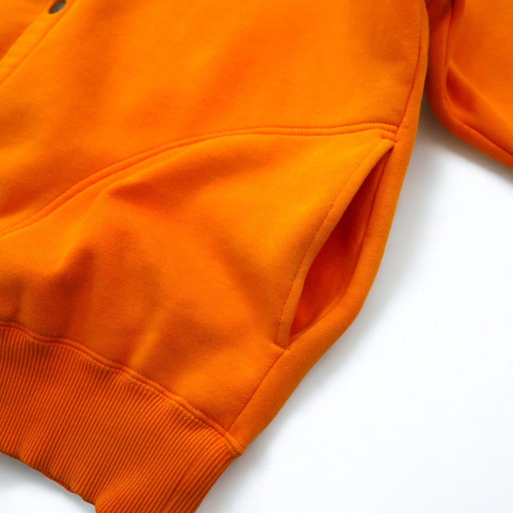 Champion 90s Snap Cardigan Sweat Blouson L Orange Side Pockets Fleece Lining