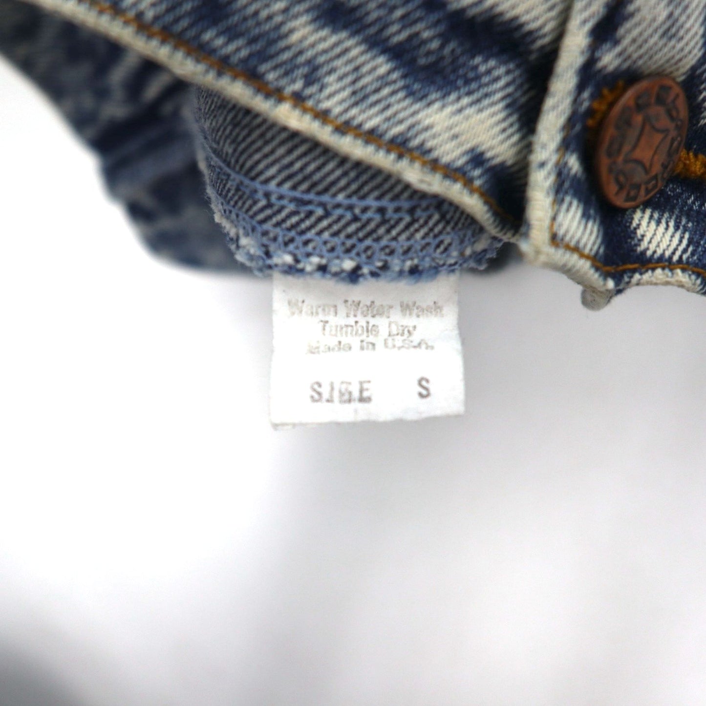 USA made 90s STEEL chemical wash denim jacket, denim jacket, size L, blue, cinch back