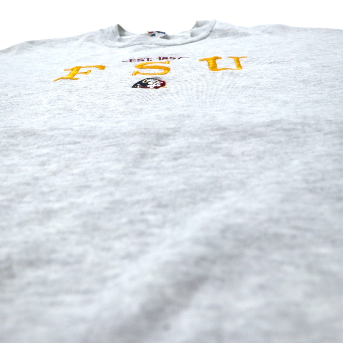 JERZEES Made in USA 90s College Embroidered Sweatshirt L Grey Cotton Fleece Lining FSU Football