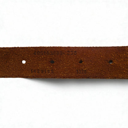 POLO RALPH LAUREN イントレチャート 編み込み レザーベルト 36/90 ブラウン 牛革 メッシュ ナロー