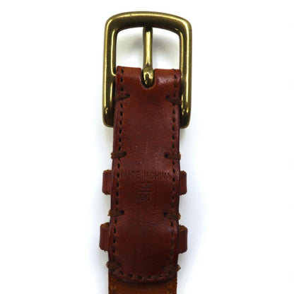 POLO RALPH LAUREN イントレチャート 編み込み レザーベルト 36/90 ブラウン 牛革 メッシュ ナロー
