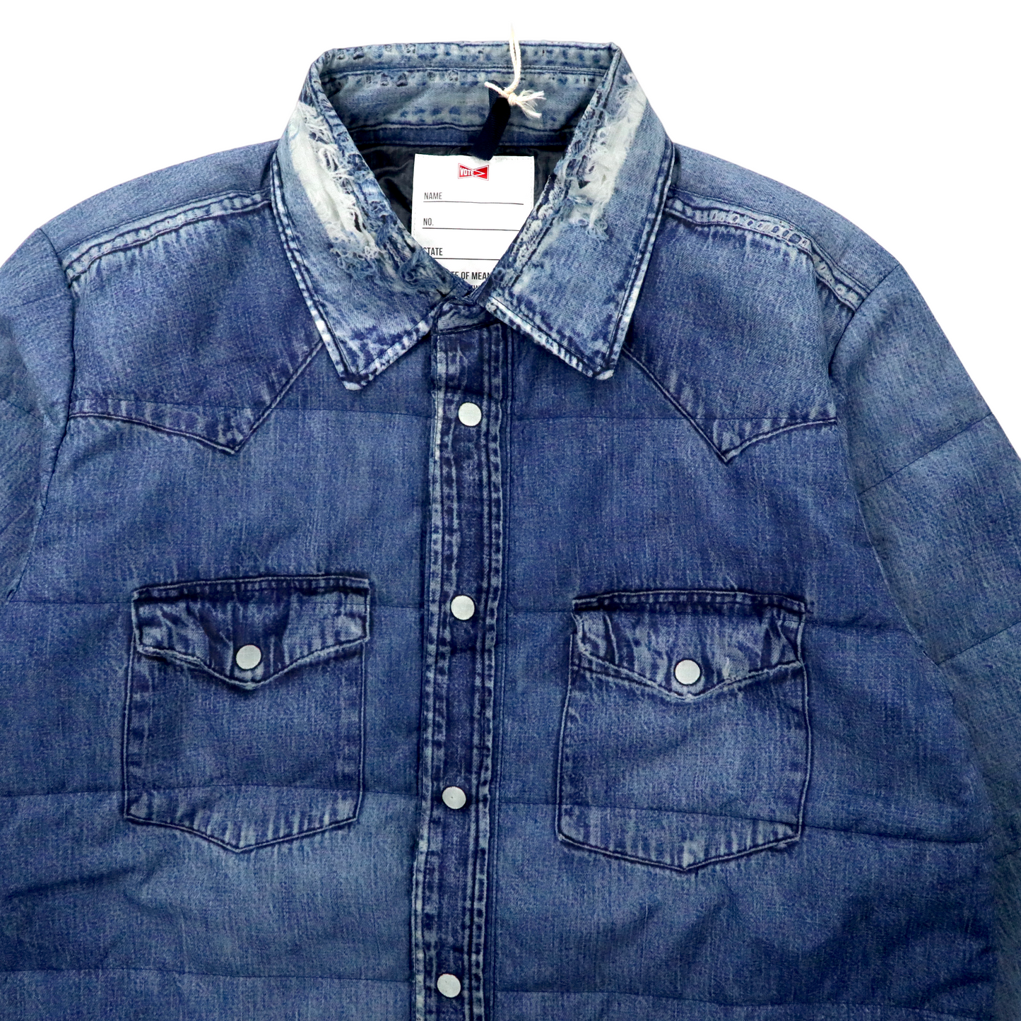 VOTE MAKE NEW CLOTHES 3Dデニム転写 ダウンシャツ M ブルー 3D VTG DENIM SHIRT 中綿 Thinslate 日本製