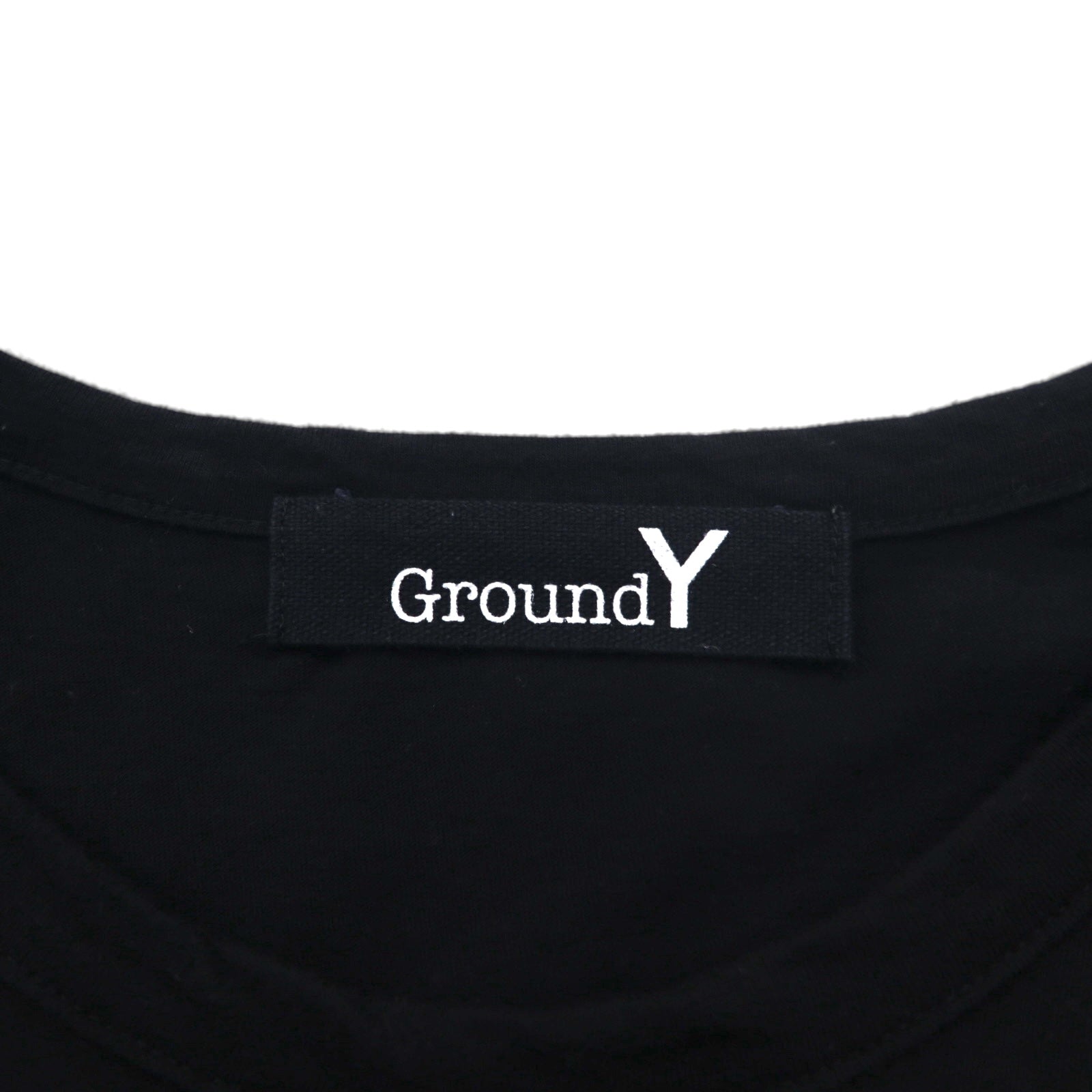 Ground Y (YOHJI YAMAMOTO) Check Logo Graphic Tee, Size L, Black, GT-T34-015, Made in Japan