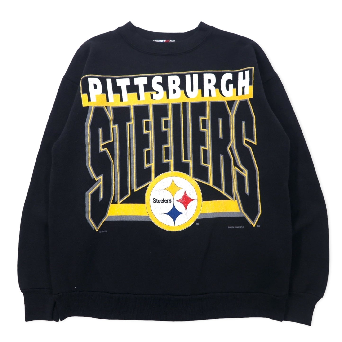 ARTEX USA製 90年代 NFL プリント スウェット M ブラック コットン PITSBURGH STEELERS