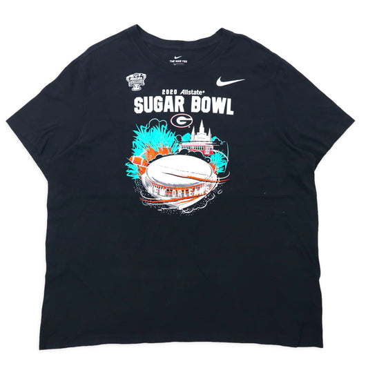 日本然リトテ-古着オンライン-NIKE NFL フットボール プリントTシャツ XXL ブラック コットン SUGAR BOWL ビッグサイズ-