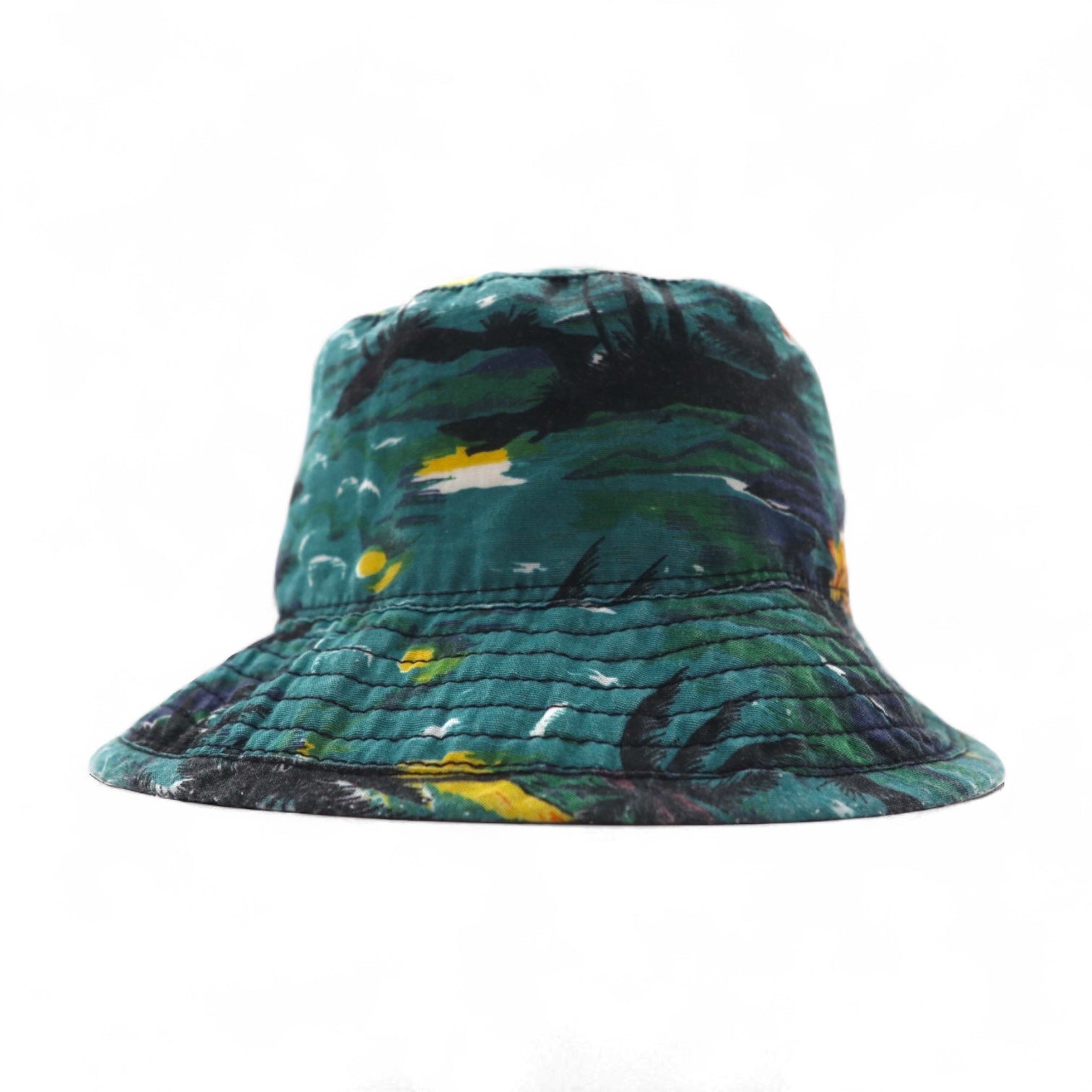 NEW YORK HAT Co. Made in USA Beach Motif Bucket Hat, Large, Green, All-Over Print, Cotton
