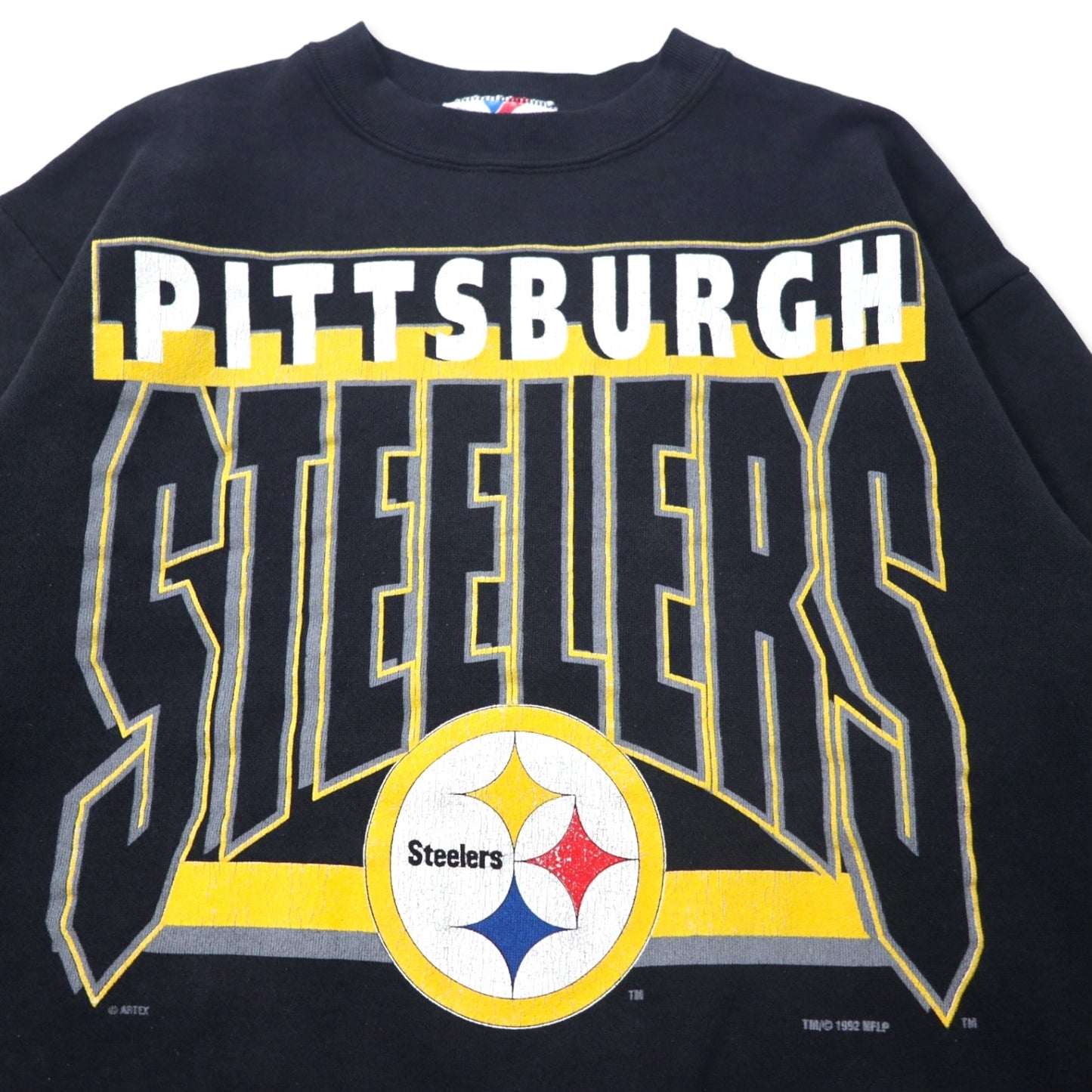 ARTEX USA製 90年代 NFL プリント スウェット M ブラック コットン PITSBURGH STEELERS