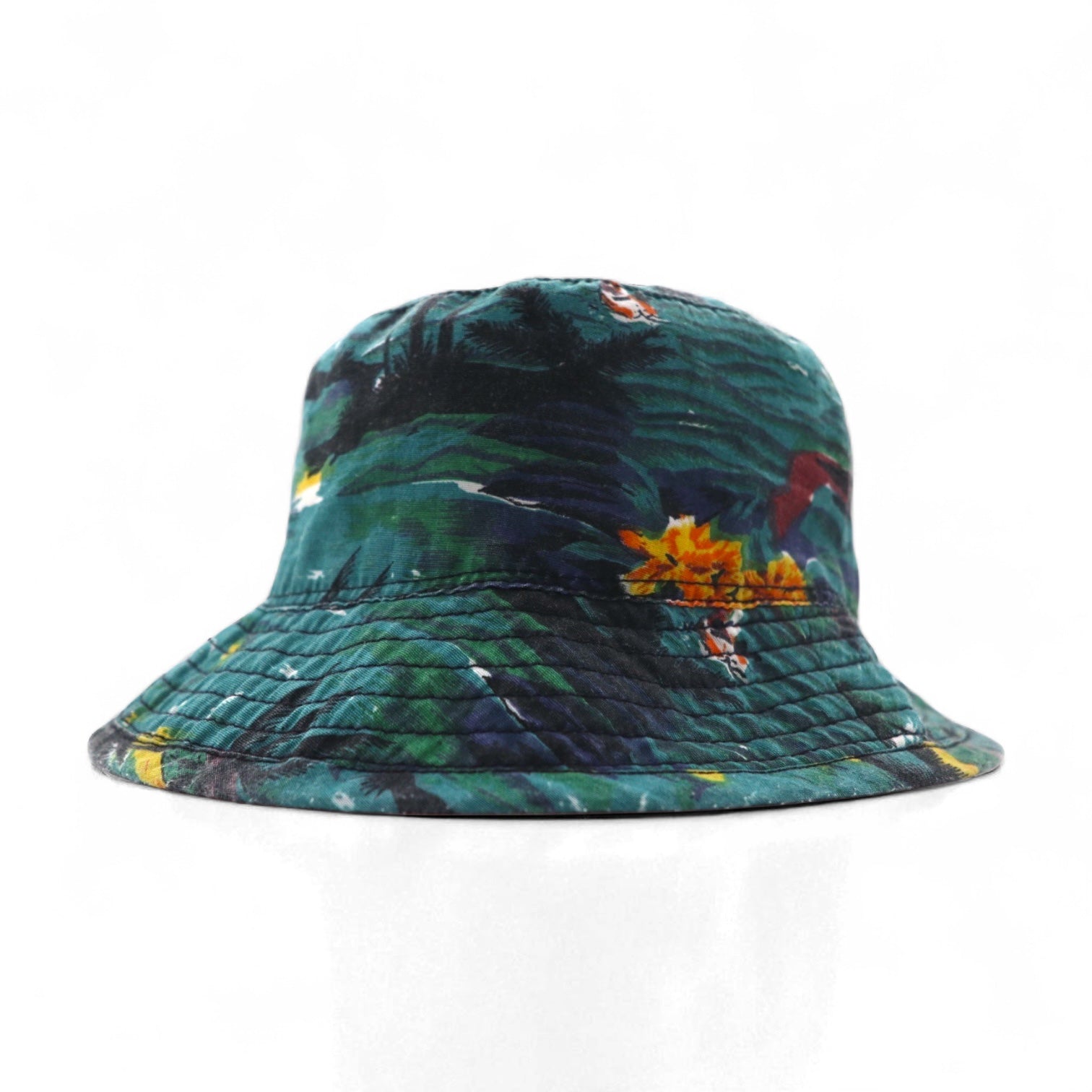 NEW YORK HAT Co. Made in USA Beach Motif Bucket Hat, Large, Green, All-Over Print, Cotton