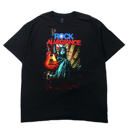 日本然リトテ-古着オンライン-Hanes ビッグサイズ バンドTシャツ 2XL ブラック コットン 両面プリント ROCK ALLEGIANCE-