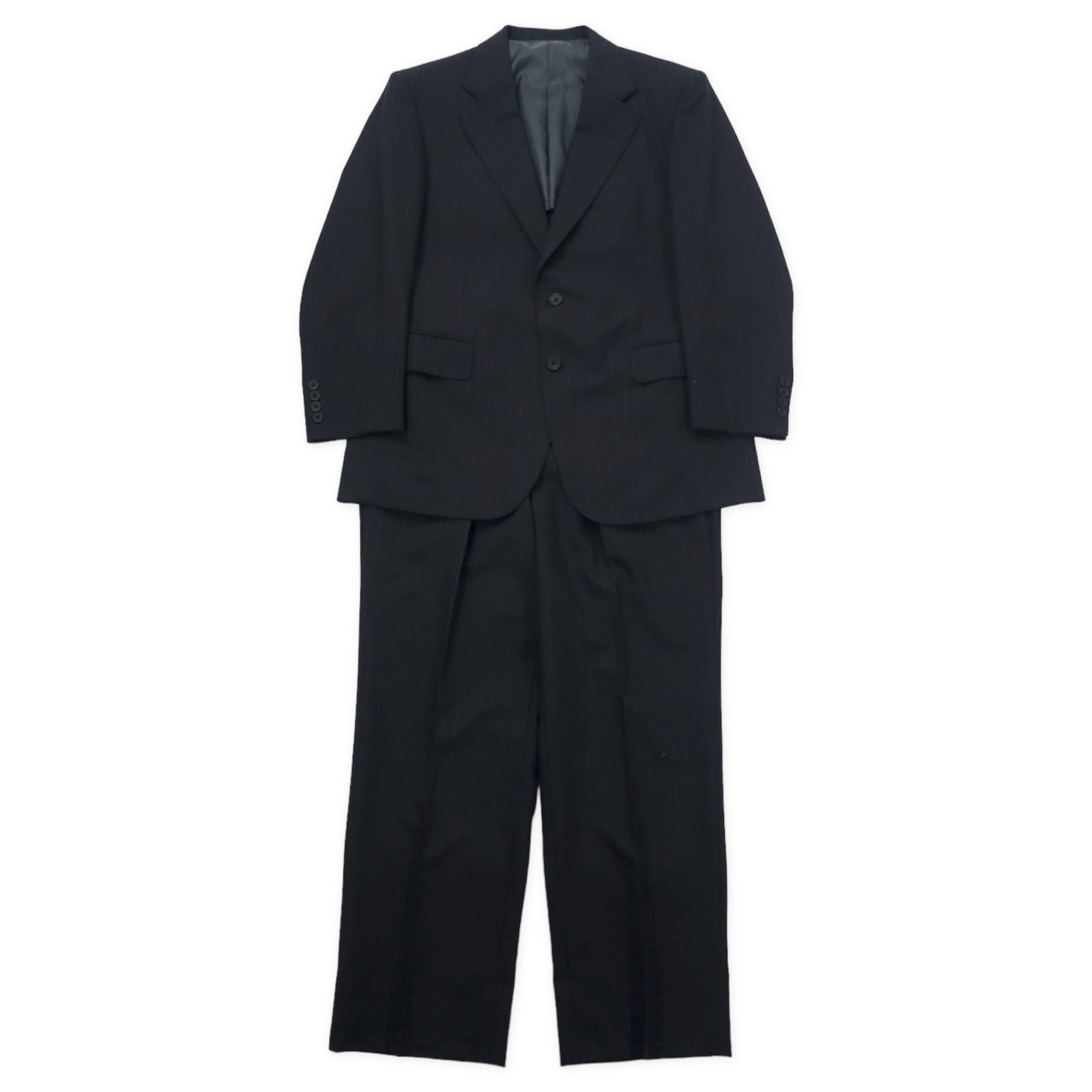 日本然リトテ-古着オンライン-Burberrys 2B スーツ セットアップ 165 グレー ストライプ ウール 羊毛 モヘヤ混 日本製-BURBERRYS 2B suit setup 165 gray striped wool wool wool mockers Japan MADE