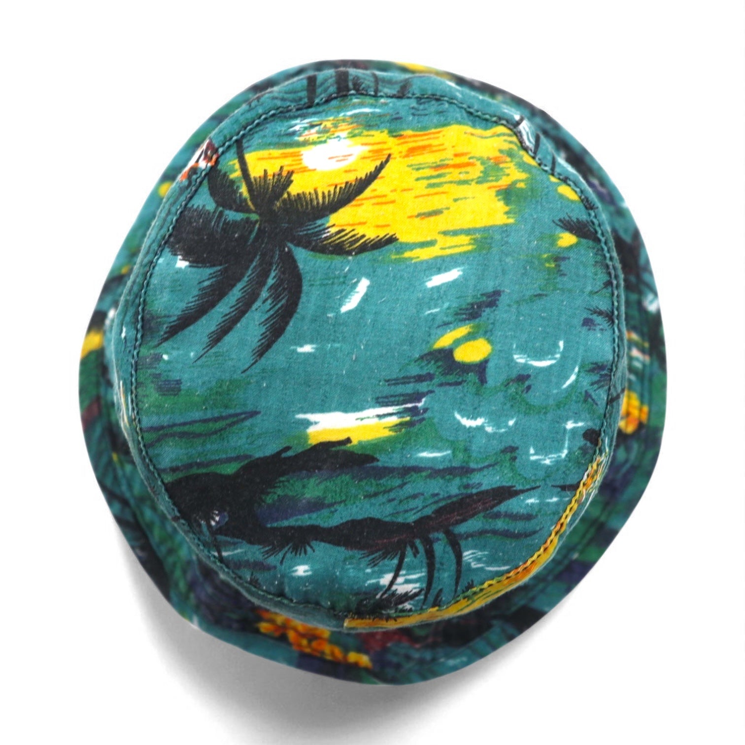 NEW YORK HAT Co. Made in USA Beach Motif Bucket Hat, Large, Green, All-Over Print, Cotton