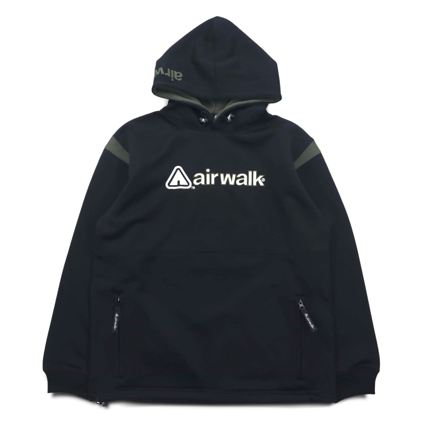 airwalk 00年代 プルオーバー パーカー ジャージ M ブラック ポリエステル 裏起毛 ドローコード