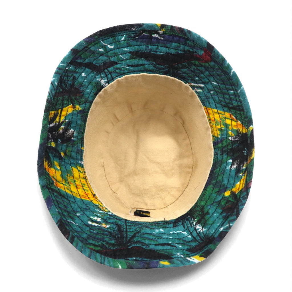 NEW YORK HAT Co. Made in USA Beach Motif Bucket Hat, Large, Green, All-Over Print, Cotton