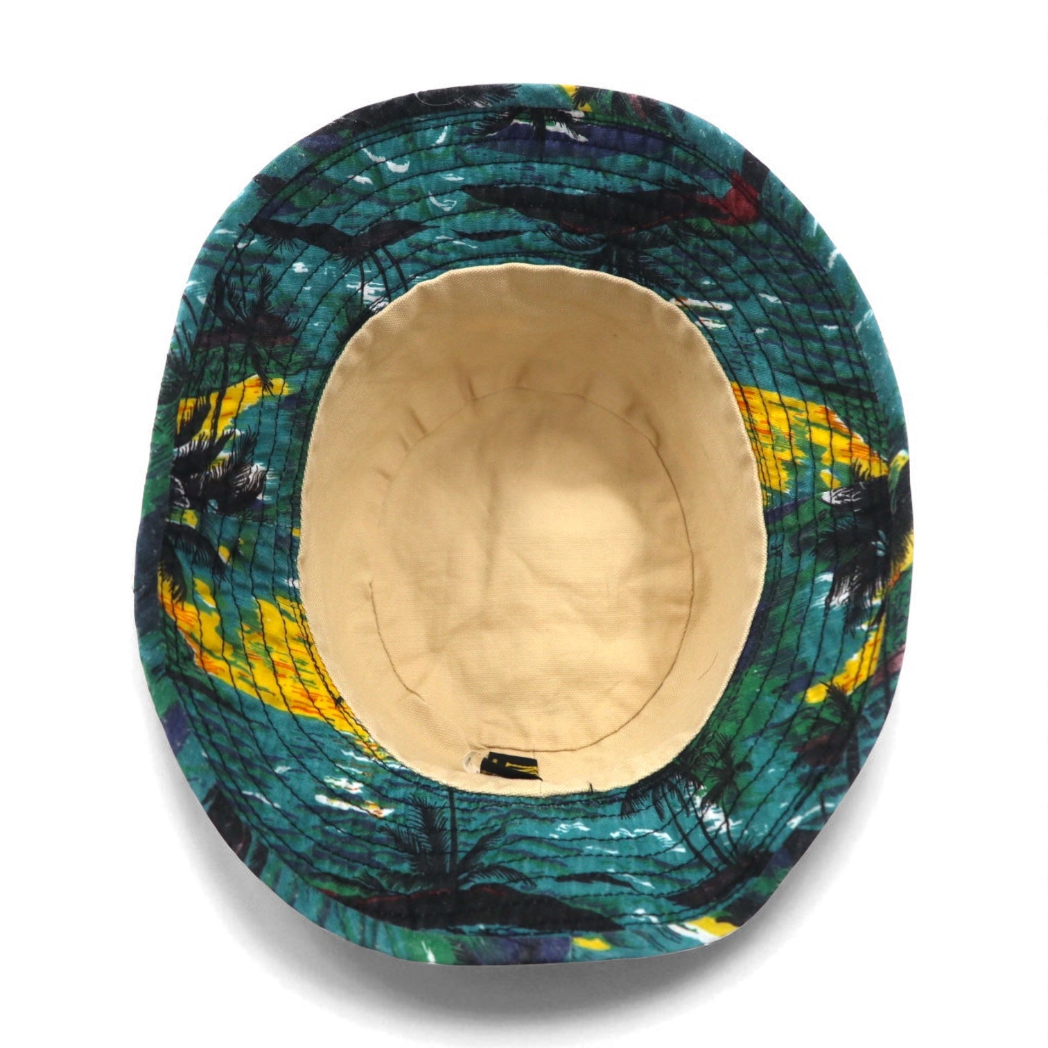 NEW YORK HAT Co. Made in USA Beach Motif Bucket Hat, Large, Green, All-Over Print, Cotton