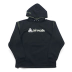 airwalk 00s pullover hoodie jersey M black polyester fleece lining drawstring